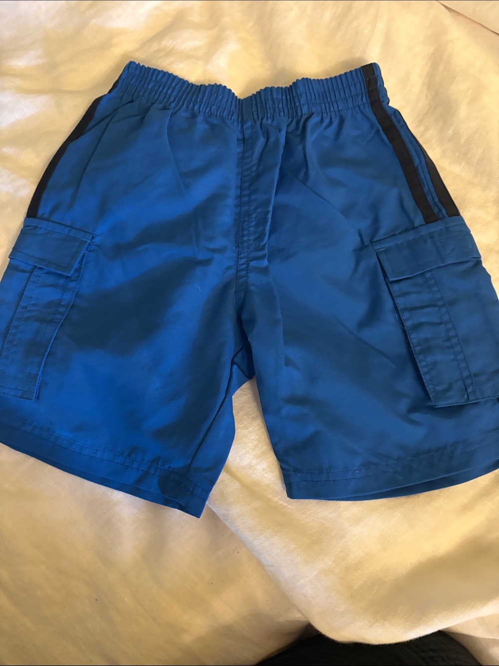 Faded Glory Bright Blue Cargo Shorts with Navy Trim